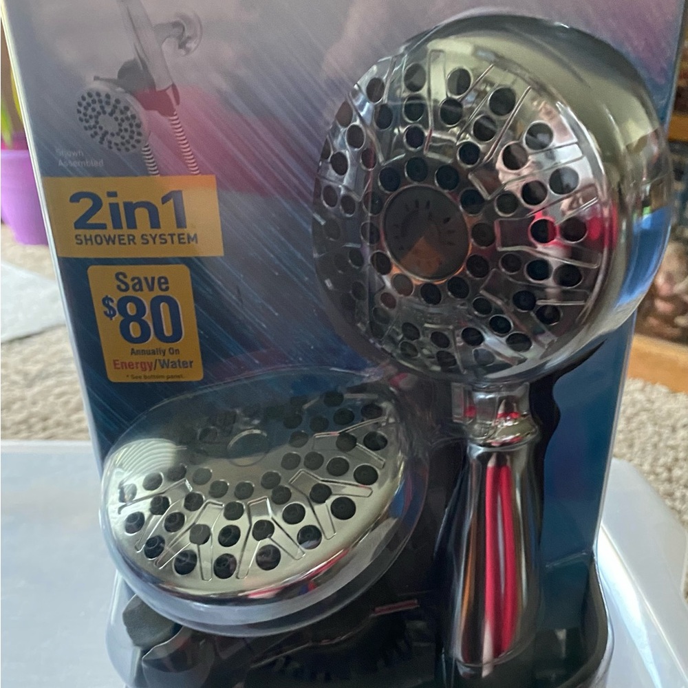 New-Waterpik 2-in-1 Silver Shower System-Power Spray+(8+Optiflow technology)